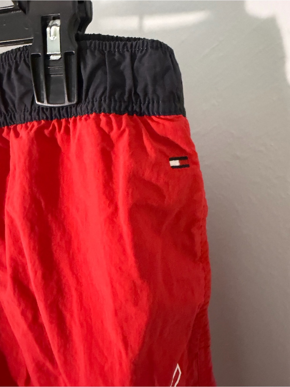 Tommy Hilfiger Red Swim Shorts with Navy Waistband and White Drawcords - Picture 3 of 6